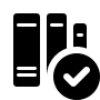 Icône de livres avec une coche.