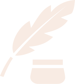 Plume et encrier stylisés.